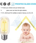 E26 LED Filament Bulb 4W Equal 40W Non Dimmable Transparent Antique Clear Edison Tubular Light Bulb 2700K beside baby