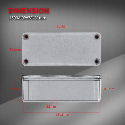 Dimensions of 1590A Diecast Aluminum Guitar Pedal Enclosure Stomp Box Case Unfinished 92x38x31mm DIY Effects Box