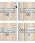 Premium Stainless Steel Sliding Bolt Latch for Outdoor Gates and Barn Doors Heavy Duty Self Closing Slide Bolt Door Catch With Smooth Action Silver Finish 4 Inch Locking Mechanism installation angles on wooden doors.