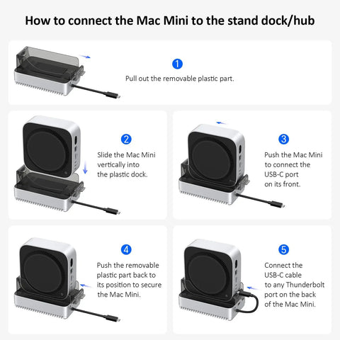 How to connect the Mac Mini M4 And M4 Pro Stand Hub That Sets Your Workstation On Fire With 40 Gbps Thunderbolt Speed Houses Roomy Nvme Ssd Enclosure Handling Up To Eight Tough Terabytes Alongside Kickass Usb Hookups step-by-step instruction images.