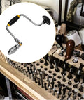 Adjustable Hand Drill Brace For Woodworking, Manual Drill With 12 Inch Compact Design, stainless steel with non-slip grip