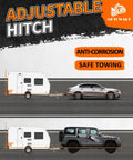 Diagram showing safe towing with two vehicles using Beefy Adjustable 2 Inch Trailer Hitch Ball Mount 7500 Lbs Capacity Fits 2 Inch Receiver.