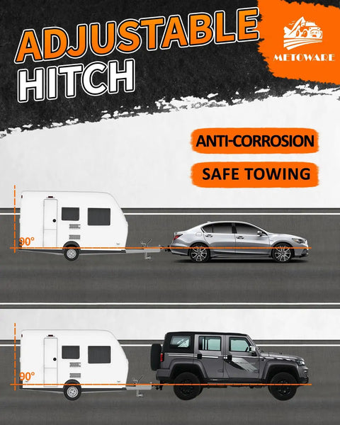 Diagram showing safe towing with two vehicles using Beefy Adjustable 2 Inch Trailer Hitch Ball Mount 7500 Lbs Capacity Fits 2 Inch Receiver.