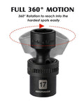 Beefy Fifteen Piece Half Inch Drive Shallow Universal Impact Socket Set with 360° motion feature for flexible use