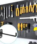 Heavy Duty Four Inch Pegboard Hooks For Three Eighths Inch Square Holes One And A Half Inch Spacing Steel Garage Wall Organizer Gear Storage Set Black Four Pack Holds Hammers Cords And Power Tools