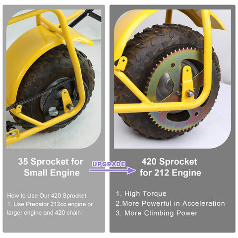 High Torque 60T Sprocket For 420 Chain 37mm Bore Upgrade For 212cc Minibikes And Larger Engines Fits Coleman CT100U CC100X RB100 Baja Doodle Bug DB30 Motovox MBX10 Mega Moto MMB80 And MMB105 Predator