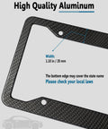 Carbon Fiber Pattern License Plate Frames 2 Pack Black Aluminum Front And Rear Car Tag Holder with size details