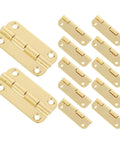 12 Pack Antique Look Jewelry Box Hinges With Rounded Corners Four Hole Iron Cabinet Hinges Gold Color