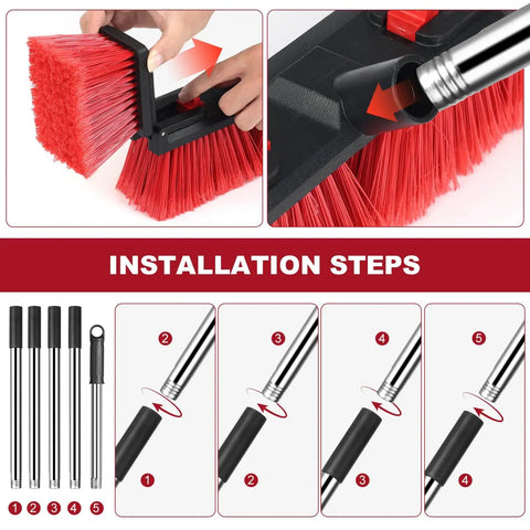 Installation steps for Heavy Duty Push Broom With 70 Inch Extendable Handle For Outdoor Garage Driveway And Sidewalk Cleaning