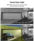 Eight-Channel 3K AI Security Camera System With DVR, Four 5MP Outdoor Cameras, showing dual light night vision with car detection