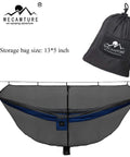 No-See-Um Hammock Mosquito Net XL 11FT By 4.6FT With 360 Degree Bug Protection Polyester Mesh Dual Sided Diagonal Zipper For Easy Access Fits All Hammocks For Camping displayed with storage bag