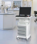 Tough As Nails Mobile Trolley Cart, Smooth Rollin Abs Rolling Storage Caddy With Deep Drawers And Quiet Casters in a lab setting.