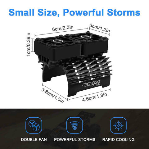 Beefy Twin RC Car Motor Cooling Fans With Metal Cover Heatsink For 1 8 And 1 7 Scale Brushless Motors 40mm And 42mm Diameter