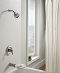 Posi-Temp Pressure Balanced Tub And Shower Trim In Spot Resist Brushed Nickel With Easy Lever Handles And A 4.5 Inch Shower Head