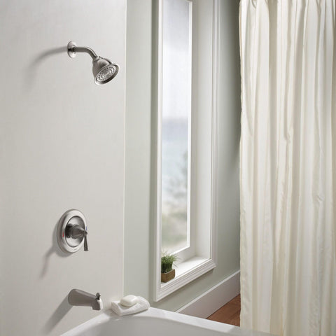 Posi-Temp Pressure Balanced Tub And Shower Trim In Spot Resist Brushed Nickel With Easy Lever Handles And A 4.5 Inch Shower Head