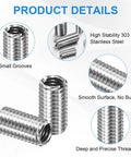 M METERXITY 10-Pack thread adapters sleeve reducing nut, stainless steel, M10x1.5 male to M8x1.25 female, 20mm length