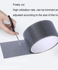 Window Screen Repair Tape Heavy Duty Transparent Fiberglass Mesh Patch With Strong Adhesive being cut to size