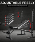 Adjustable Olympic Weight Bench Set With Cable Pulley System For Home Gym, showing multiple adjustable incline positions.