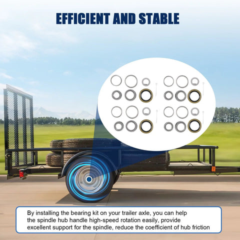 Four trailer axle bearing kit sets with 1.719-inch grease seals for #84 spindle.