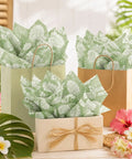 Sage Green Monstera Tissue Paper 50 Sheets 20x14 Inches Easy To Use Dope Gift Wrapping And Party Decor in gift bags and box