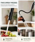 Black Kitchen Faucets with Pull Down Sprayer Kitchen Sink Faucet with Pull Out Sprayer Single Hole Deck Mount Single Handle Stainless Steel Grifos De Cocina 866026R showing stream and sprayer modes.
