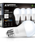 Dope Dusk To Dawn Outdoor LED A19 Light Bulbs 5000K Daylight White 13W 1200 Lumens Auto On Off Photocell Sensor For Garage Porch Yard Patio Garden 4 Pack displayed
