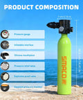 Product composition of Portable 0.7L Mini Scuba Tank With Constant Pressure Valve and Luminous Gauge by the sea