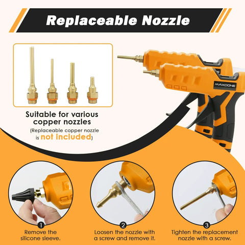 Cordless 100W Hot Glue Gun For 20V MAX Battery Tool Only Wireless Full Size Glue Gun With Replaceable Copper Nozzle Tips