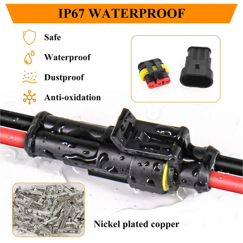 Must Have Waterproof Automotive Electrical Connectors Kit 1 To 6 Pin Set with ratcheting crimper and nickel plated copper