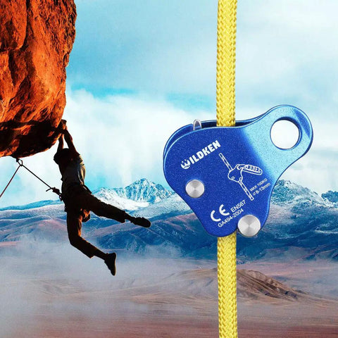 Climbing Ascender Belay Device Rope Grab For Rock Climbing And Mountaineering, Lightweight Magnesium Alloy Gear, blue