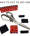 Heavy Duty Drill And Impact Driver Bit Holder With Silicone Bandolier And 3M Adhesive Universal Pro Grade Quick Change Bit Organizer For Fast Access 10 Slot Drill Accessories shown with scissors for size adjustment, silicone slots, and 3M tape.