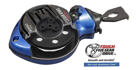 Chalk Line Pro Kit With Ultra Thin 0.5mm Snap Line And Five Gear Quick Retrieval In Chalk-Rite II Box Model CR202B-P, blue case.