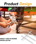 20 Pack Marine Propeller Cotter Pins Pro Grade Stainless Steel Kit in use on boat motor with puller tool included