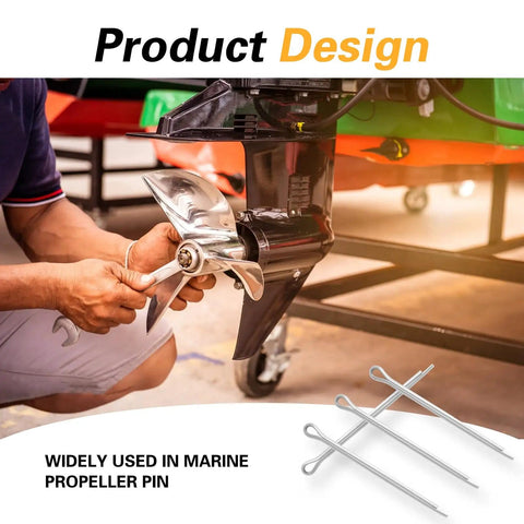 20 Pack Marine Propeller Cotter Pins Pro Grade Stainless Steel Kit in use on boat motor with puller tool included