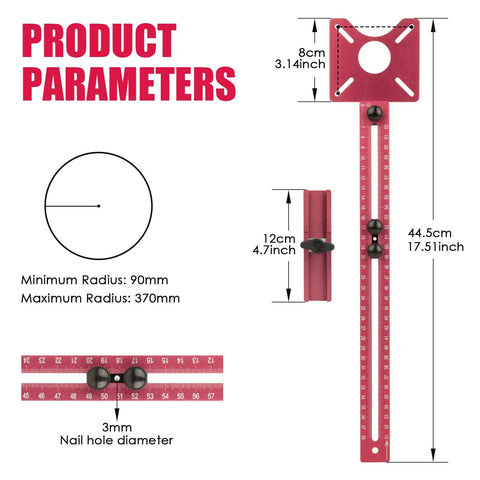 Durable Built Different 3 In 1 Aluminum Alloy Router Flip Base Milling Groove Bracket And Trimming Jig Templates For Off The Charts Woodworking Success dimensions shown with marked parameters.