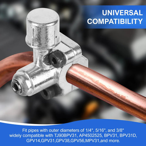 10-pack BPV-31 bullet piercing valve kit for refrigerator water lines; silver metal valve with copper tube.