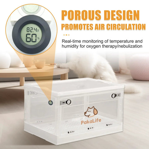 Portable Pet Atomization Tank For Dogs And Cats Inhaler Nebulizer with temperature humidity monitor, clear design.