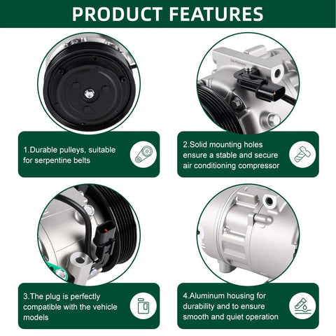 Product features of Keep Your Whip Cool In Heatwaves Direct Fit AC Compressor With Clutch for Hyundai Elantra and Kia Forte.