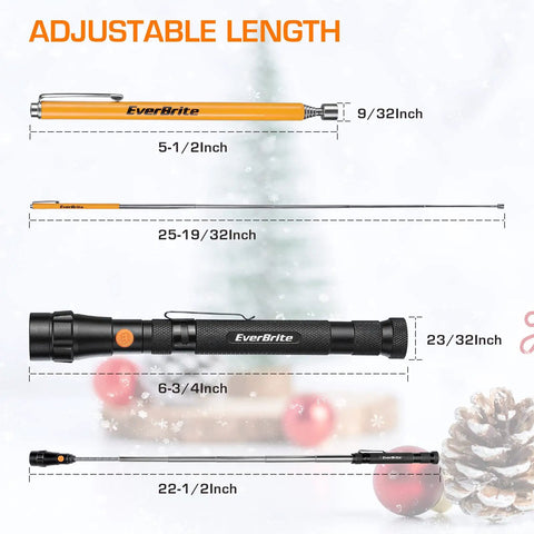 2 Piece Magnetic Pickup Tool Set With Telescoping Extendable Magnet, 360 Degree Swivel Head And LED Light, The Handy Garage Accessory Gift For Dads Moms Husbands Mechanics Or Anyone Who Drops Tiny Parts