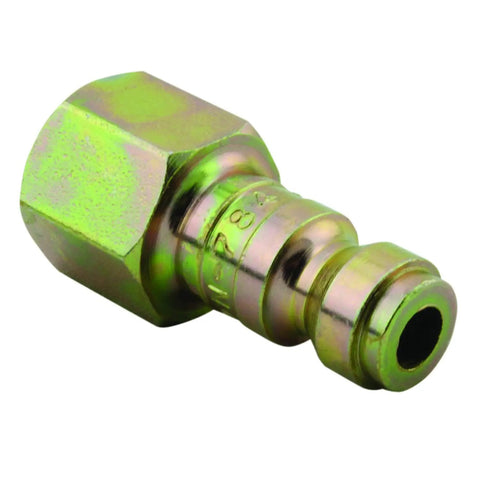 Box Of 250 Built Like A Tank 1/4 Inch FNPT T Style Pneumatic Plugs Case Hardened Steel Plated Rust Resistant showing detail of fitting.
