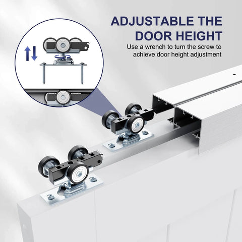 Go To 6 Ft Bypass Closet Door Track Kit With Top Mounted Hardware For Two Door System In Heavy Duty Aluminum close-up view