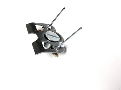 Close-up of One Quarter Turn Quick Release Dzus Button Kit With Steel Slot Head Buttons Springs Dimpled Tabs And Weld Tab Plates