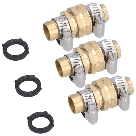 Brass Garden Hose Repair Kit 34 To 58 Inch Connector Set For High Pressure Water Lines With Rubber Washers For A Leak free Seal On Any Outdoor Faucet Hookup, brass fittings and washers