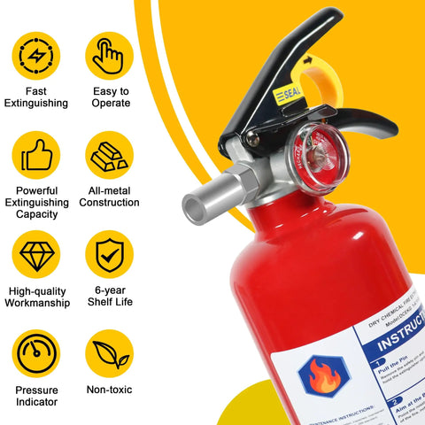 Heavy Duty ABC Dry Chemical Fire Extinguishers Two Pack With Wall Mount Bracket Road Ready And Built To Last For Your Garage Truck Or Daily Driver Handles Deep Freeze And Scorching Heat Up To One Forty Degrees Fahrenheit Six Year Shelf Life Just Park It