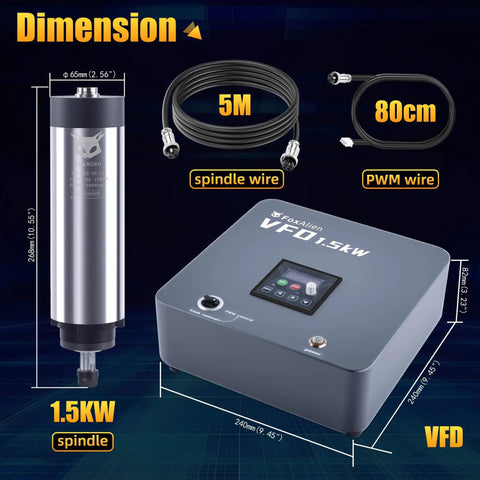Plug And Play 1.5kW VFD Air Cooled CNC Spindle Motor Kit For CNC Router with 65mm Diameter and wires