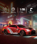 Crazy Fast 1 To 20 Scale RC Drift Car With LED Lights 4WD Remote Control Vehicle on urban night track with LED lights.