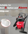 2 Pack Dacron Cloth Filter Replacements For Most Wet Dry Vacuums 5 Gallon And Up shown beside a red vacuum in kitchen setting