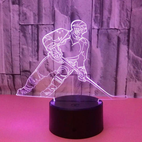 3D Hockey Night Light Player Lamp With 7 Color Changing LEDs Touch Control Desk Lamp For Kids Rooms And Hockey Fans Fun Gift