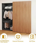 Hidden Barn Door Hardware Kit With 48 Inch Track System installed on wooden door over closet