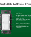 Maestro LED Plus 2 In 1 Dimmer And Timer Switch For Lights Or Fans, Space Saving Stack Design With Top Light Dimmer, Green Background